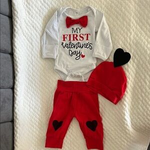Baby Valentine's Day Outfit with Red and White Colors